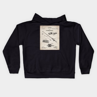 Fishing Rod Patent - Fishing Art - Antique Kids Hoodie